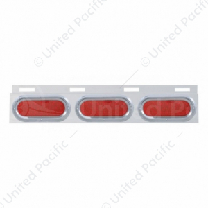 Stainless Top Mud Flap Plate With 3X 19 LED 6" Oval Lights & Visors (Each)