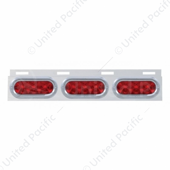 Stainless Top Mud Flap Plate With Three 10 LED Lights & Visor - Red LED/Red Lens (Each)