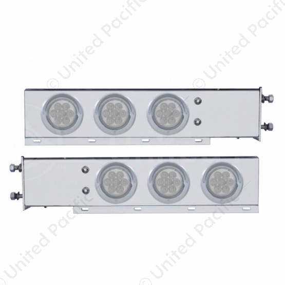 3-3/4" Bolt Pattern SS Spring Loaded Bar With 6X 4" 7 LED Lights & Visors -Red LED/Clear Lens (Pair)