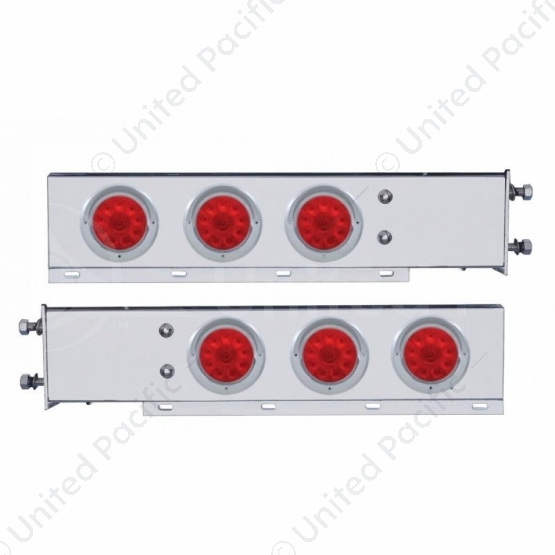 2.5" Bolt Pattern SS Spring Loaded Bar With 6X 4" 10 LED Lights & Visors -Red LED & Lens (Pair)