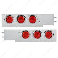 2.5" Bolt Pattern SS Spring Loaded Bar With 6X 4" 7 LED Lights & Visors -Red LED & Lens (Pair)