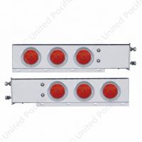 2-1/2" Bolt Pattern SS Spring Loaded Bar With 6X 4" 7 LED Lights & Visors -Red LED & Lens (Pair)