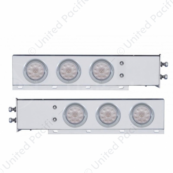 2" Bolt Pattern SS Spring Loaded Bar With 6X 4" 10 LED Lights & Visors -Red LED/Clear Lens (Pair)