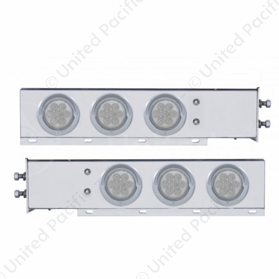 2" Bolt Pattern SS Spring Loaded Bar With 6X 4" 7 LED Lights & Visors -Red LED/Clear Lens (Pair)