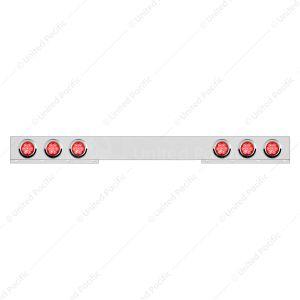 Chrome 1 Piece Rear Light Bar With Six 7 LED 4" Reflector Lights & Visors - Red LED/Red Lens