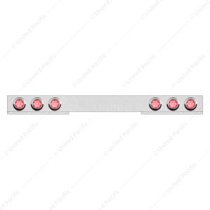 Chrome 1 Piece Rear Light Bar With Six 7 LED 4" Reflector Lights & Visors - Red LED/Clear Lens