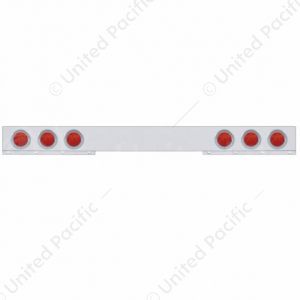 Stainless 1 Piece Rear Light Bar With 6X 7 LED 4" Reflector Lights & Visors - Red LED/Red Lens