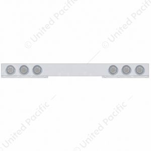 Stainless 1 Piece Rear Light Bar With 6X 7 LED 4" Reflector Lights & Visors - Red LED/Clear Lens