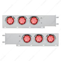 3-3/4" Bolt Pattern Deluxe SS Spring Loaded Bar W/6X 7 Red LED 4" Reflector Light & Visors -Red Lens