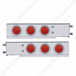3-3/4" Bolt Pattern Deluxe Stainless Spring Loaded Light Bar With 6X 7 LED 4" Reflector Lights (Pair