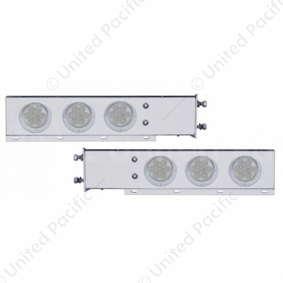 3-3/4" Bolt Pattern Deluxe SS Spring Loaded Bar W/6X 7 Red LED 4" Reflector Light & Visors -Clear Le