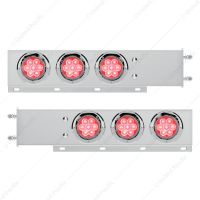 3-3/4" Bolt Pattern Deluxe SS Spring Loaded Bar W/6X 7 Red LED 4" Reflector Light & Visors -Clear Le