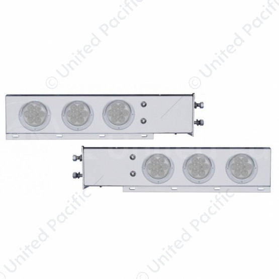 2.5" Bolt Pattern Chrome Spring Loaded Bar With 6X 4" 7 LED Lights & Visors -Red LED/Clear Lens (Pai