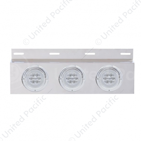 Stainless Top Mud Flap Plate With 3X 21 LED 4" GloLight & Visors - Red LED/Clear Lens (Each)