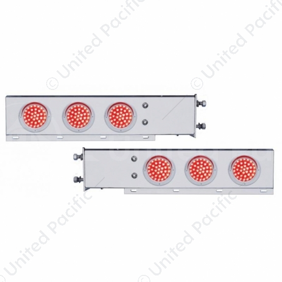 3-3/4" Bolt Pattern SS Spring Loaded Bar With 6X 36 LED 4" Lights & Visors -Red LED & Lens (Pair)