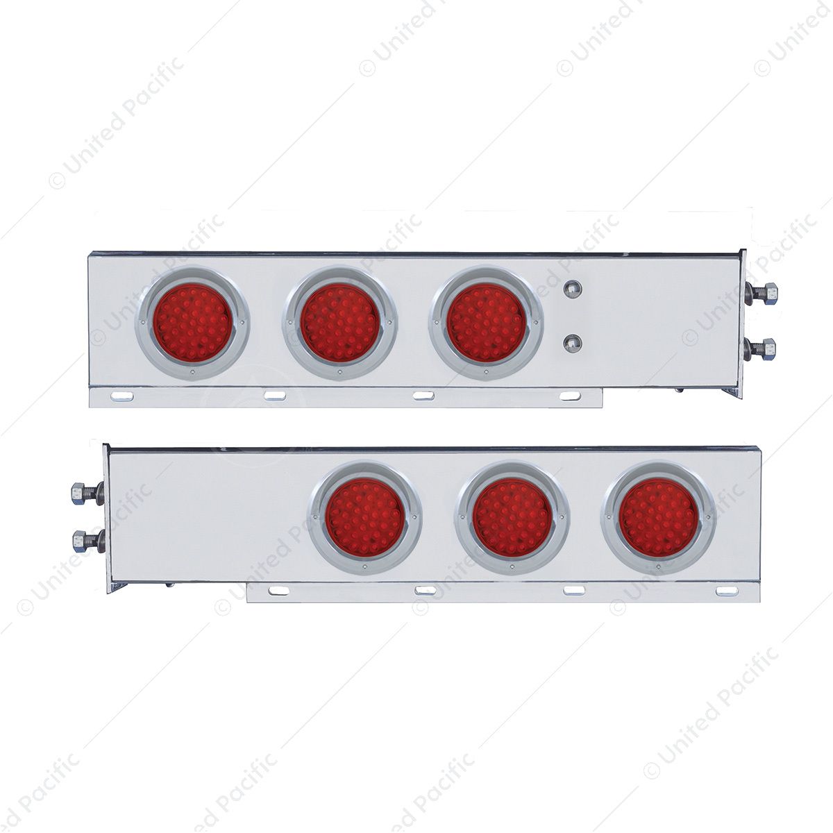 2" Bolt Pattern SS Spring Loaded Bar With 6X 36 LED 4" Lights & Visors -Red LED & Lens (Pair)