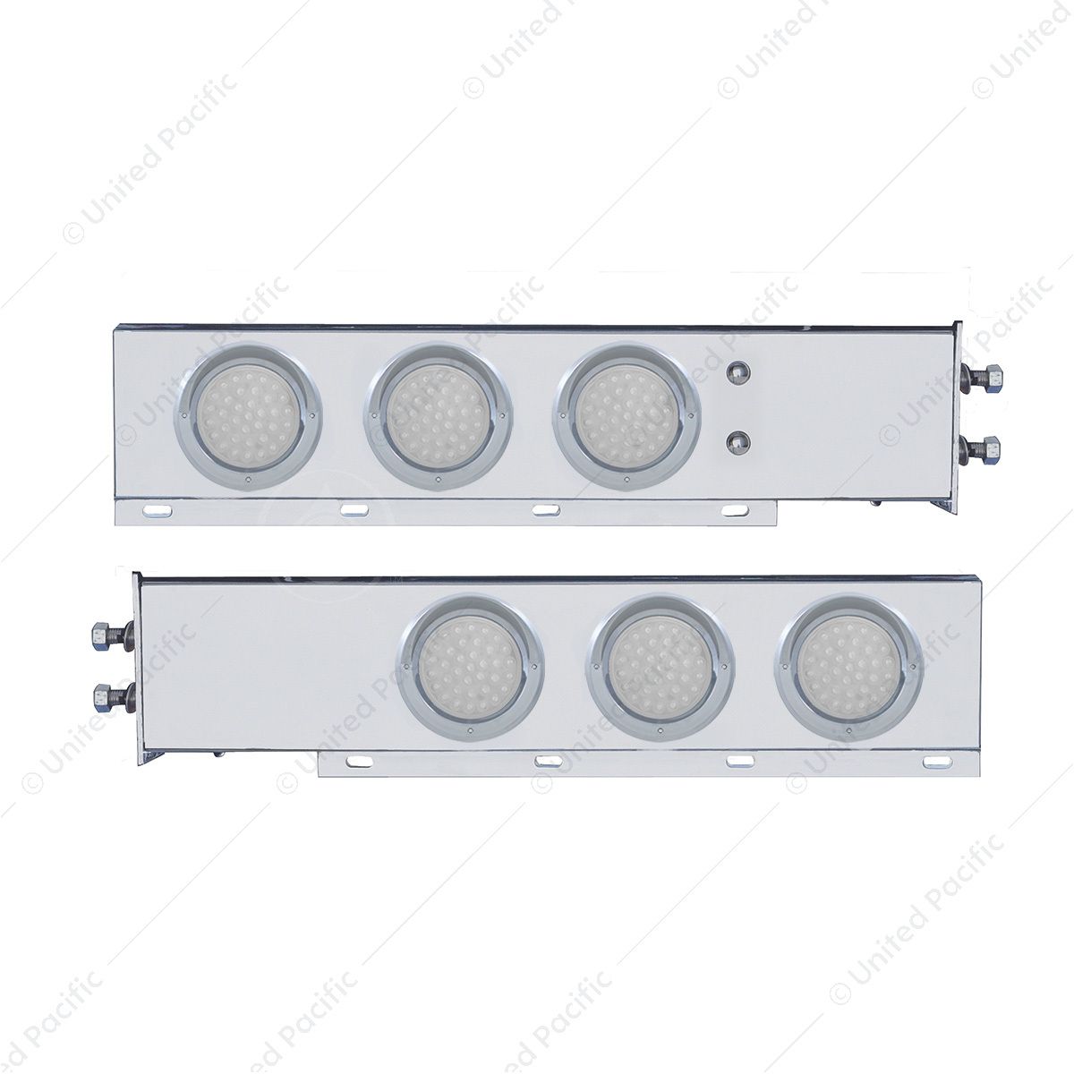 2" Bolt Pattern SS Spring Loaded Bar With 6X 36 LED 4" Lights & Visors -Red LED/Clear Lens (Pair)