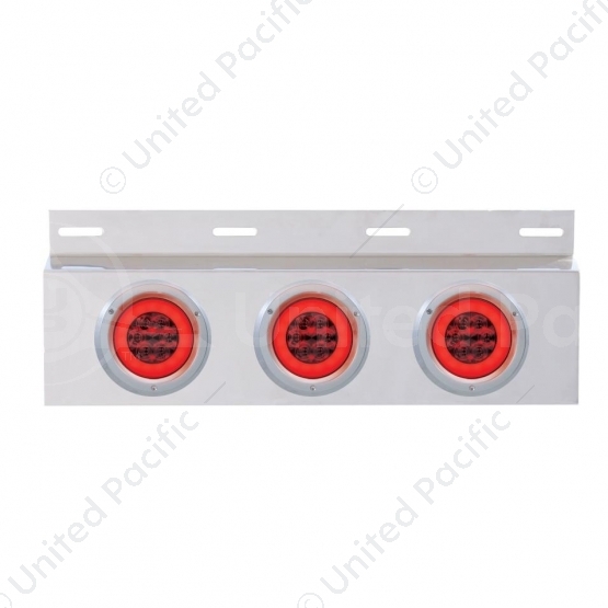 Stainless Top Mud Flap Plate With 3X 21 LED 4" GloLight & Bezels - Red LED/Red Lens (Each)