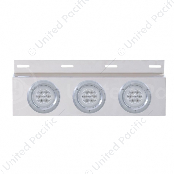 Stainless Top Mud Flap Plate With 3X 21 LED 4" GloLight & Bezels - Red LED/Clear Lens (Each)