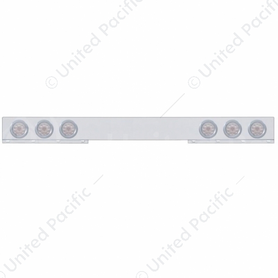 Chrome 1 Piece Rear Light Bar With Six 10 LED 4" Lights & Bezels - Red LED/Clear Lens