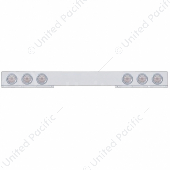 Stainless 1 Piece Rear Light Bar With 6X 10 LED 4" Lights & Bezels - Red LED/Clear Lens