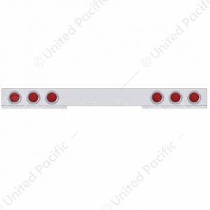 Chrome 1 Piece Rear Light Bar With Six 36 LED 4" Lights & Bezels - Red LED/Red Lens
