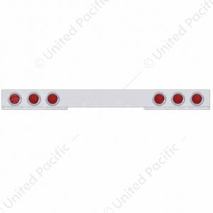Stainless 1 Piece Rear Light Bar With 6X 36 LED 4" Lights & Bezels - Red LED/Red Lens