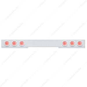 Stainless 1 Piece Rear Light Bar With 6X 36 LED 4" Lights & Bezels - Red LED/Clear Lens