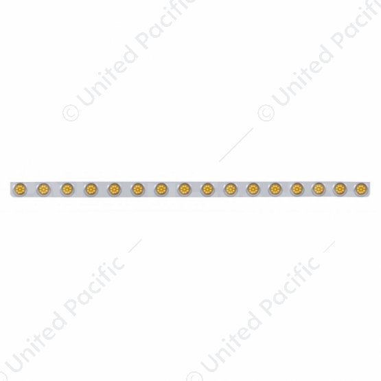 79-1/2" Stainless Bumper Light Bracket With 16X 9 LED 2" Lights & Visors - Amber LED/Amber Lens