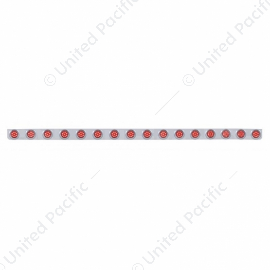 79-1/2" Stainless Bumper Light Bracket With 16X 9 LED 2" Lights & Visors - Red LED/Red Lens
