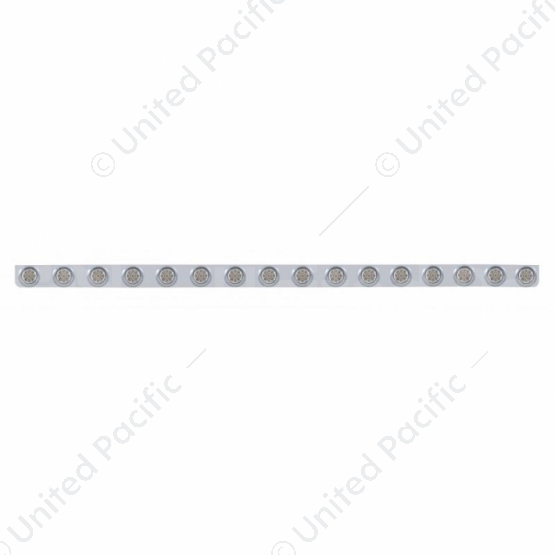 79-1/2" SS Bumper Light Bracket With 16X 9 LED 2" Reflector Lights & Visors -Amber LED/Clear Lens