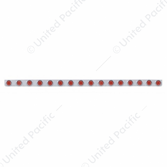 79-1/2" SS Bumper Light Bracket With 16X 9 LED 2" Reflector Lights & Visors -Red LED & Lens