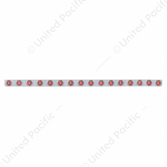 79-1/2" SS Bumper Light Bracket With 16X 9 LED 2" Beehive Lights & Visors -Red LED & Lens