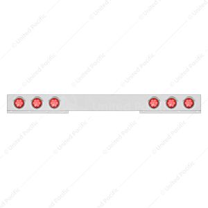 Chrome 1 Piece Rear Light Bar With Six 7 LED 4" Reflector Lights & Bezels - Red LED/Red Lens