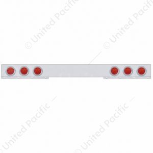 Stainless 1 Piece Rear Light Bar With 6X 7 LED 4" Reflector Lights & Bezels - Red LED/Red Lens