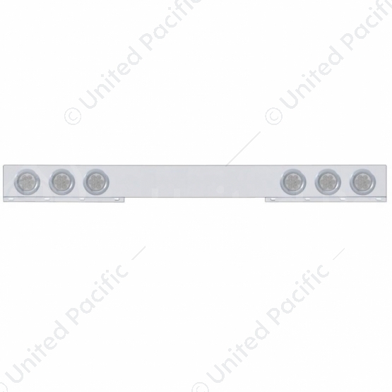 Stainless 1 Piece Rear Light Bar With 6X 7 LED 4" Reflector Lights & Bezels - Red LED/Clear Lens