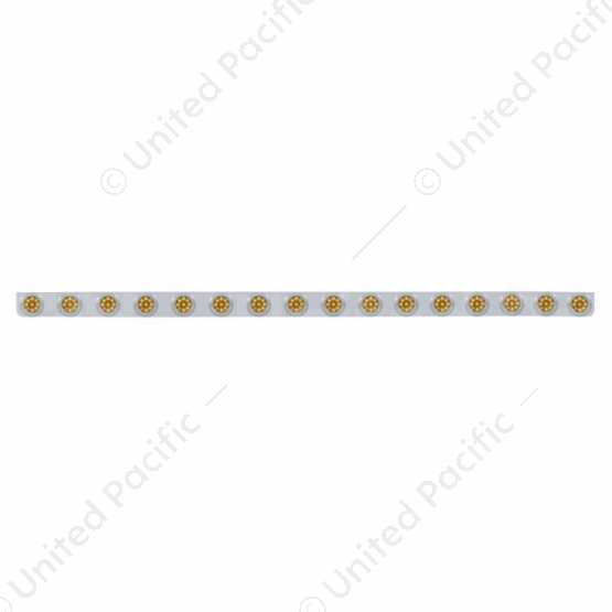 79-1/2" SS Bumper Light Bracket With 16X 9 LED 2" Reflector Lights & Bezels -Amber LED & Lens