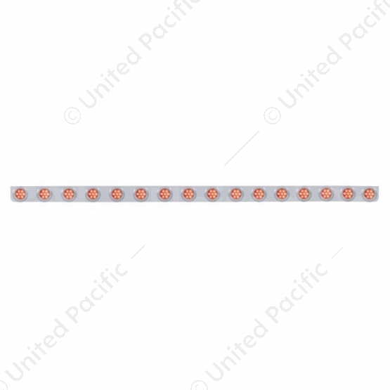 79-1/2" SS Bumper Light Bracket With 16X 7 LED 2" Reflector Lights & Bezels -Red LED & Lens