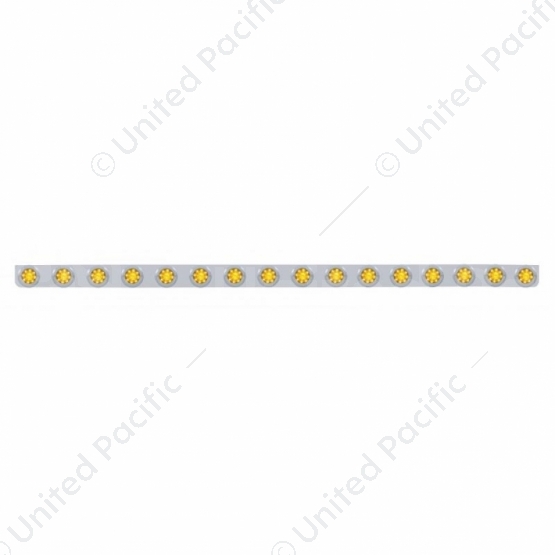 79-1/2" SS Bumper Light Bracket With 16X 9 LED 2" Beehive Lights & Bezels -Amber LED & Lens