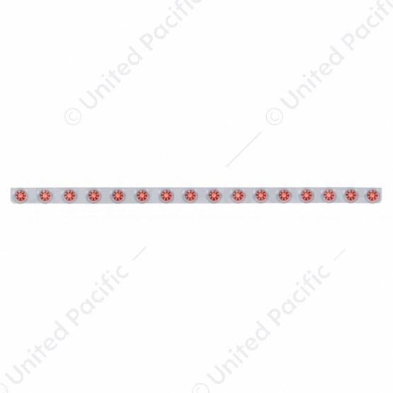 79-1/2" SS Bumper Light Bracket With 16X 9 LED 2" Beehive Lights & Bezels -Red LED & Lens