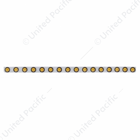 79-1/2" Stainless Bumper Light Bracket With 16X 9 LED 2" Light & Grommets - Amber LED/Amber Lens