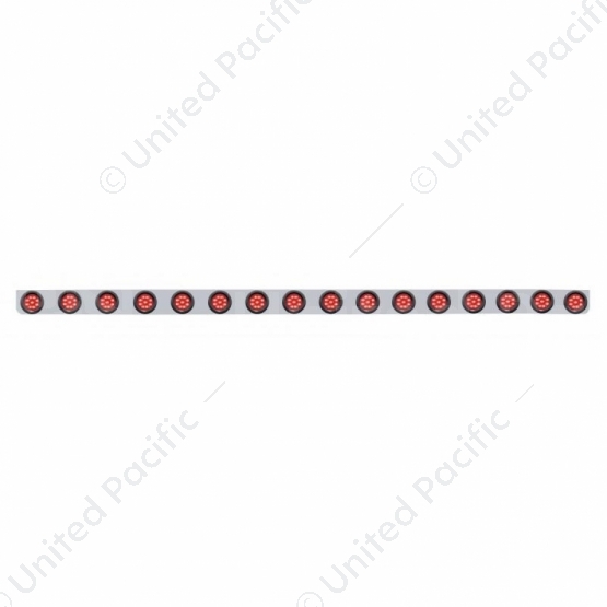 79-1/2" Stainless Bumper Light Bracket With 16X 9 LED 2" Light & Grommets - Red LED/Red Lens