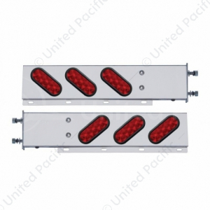 3-3/4" Bolt Pattern Stainless Spring Loaded Light Bar With 6 Oval 10 LED Lights (Pair)