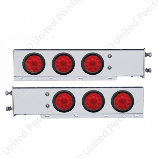 3-3/4" Bolt Pattern Deluxe SS Spring Loaded Bar W/6X 10 LED 4" Lights -Red LED & Lens (Pair)