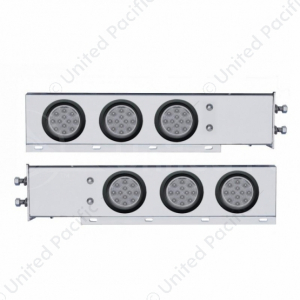 2-1/2" Bolt Pattern Chrome Spring Loaded Light Bar With 6X 12 LED 4" Reflector Lights (Pair)