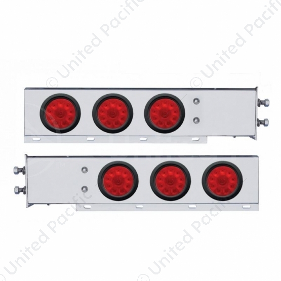 2.5" Bolt Pattern Chrome Spring Loaded Bar W/6X 4" 10 LED Lights -Red LED & Lens (Pair)