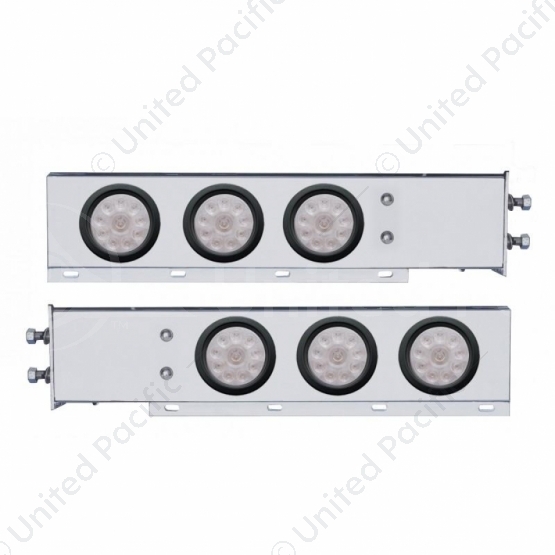 2.5" Bolt Pattern Chrome Spring Loaded Bar W/6X 4" 10 LED Lights -Red LED/Clear Lens (Pair)