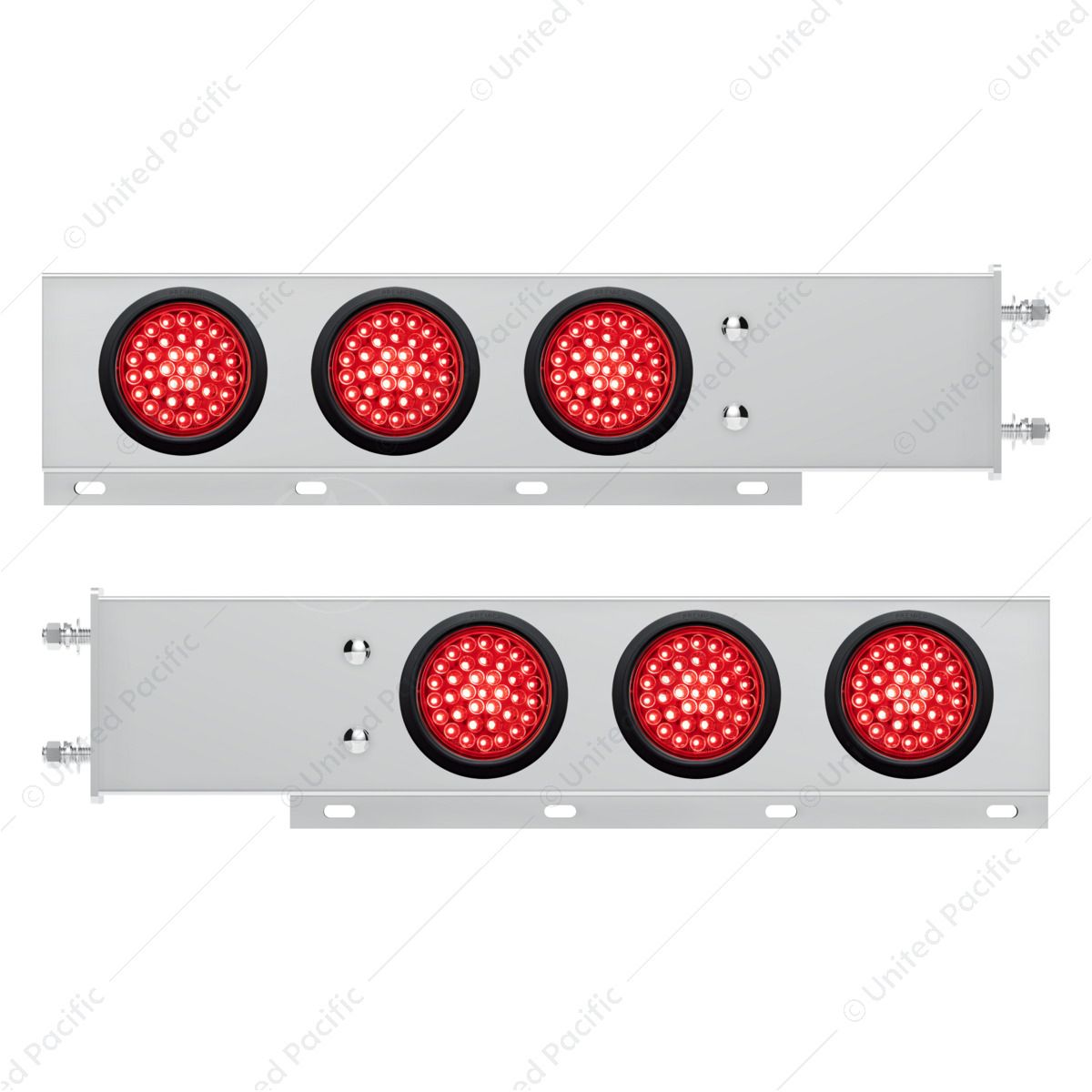 3-3/4" Bolt Pattern Deluxe SS Spring Loaded Bar W/6X 36 LED 4" Light -Red LED & Lens (Pair)