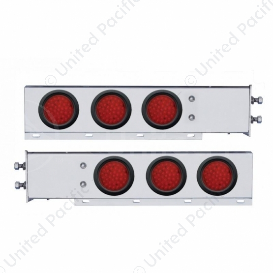 2.5" Bolt Pattern Chrome Spring Loaded Bar W/6X 36 LED 4" Lights -Red LED & Lens (Pair)
