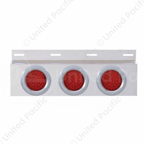 Stainless Top Mud Flap Plate With 3X 36 LED 4" Lights & Grommets - Red LED/Red Lens (Each)